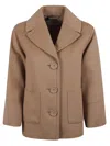 Max Mara Classic Brown Coat With Notched Collar In Pink