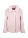 Max Mara Mxmfuggito Collared Faux Fur Coat In Pink