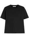 Max Mara Classic Crew Neck Black T-shirt With Subtle Logo In Black