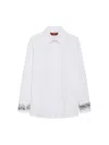 Max Mara Queva Shirt In Poplin With Rhinestones In White