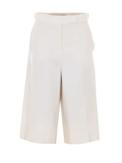 Max Mara Classic Knee-length Linen Shorts For Women In Beige