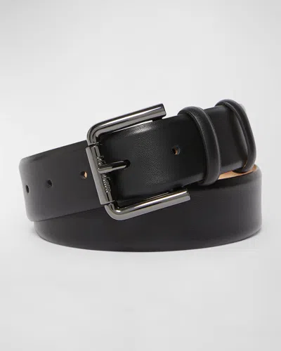 Max Mara Classic Leather Belt In 001 Black