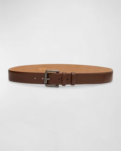 Max Mara Classic Leather Belt In Brown