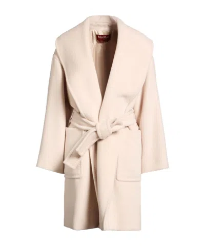 Max Mara Classic Long Tiewaist Coat In Beige