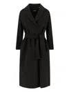 Max Mara Classic Long Virgin Wool Coat In Black