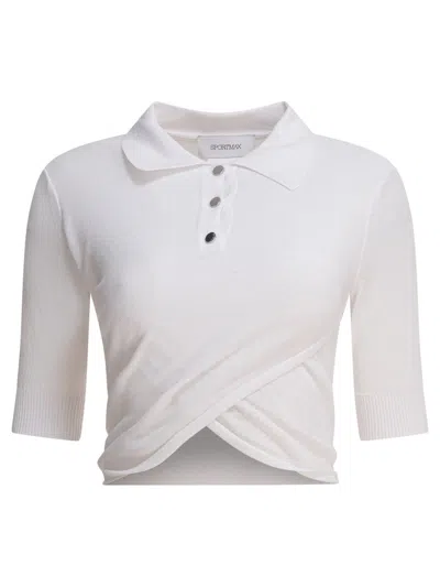 Max Mara Classic Polo Wrap Top In Cotton In White