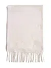 Max Mara Embroidered-logo Fringe Scarf In Gray