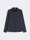 Max Mara Classic Silk Satin Shirt In Blue