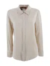 Max Mara Classic Silk Satin Shirt In Neutral