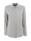 Max Mara Classic Silk Satin Shirt In Gray