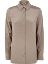 Max Mara Classic Silky Shirt "avion" Clothing In Neutral