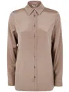 Max Mara Classic Silky Shirt "avion" In Brown