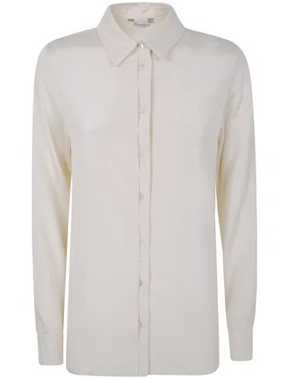 Max Mara Classic Silky Shirt "avion" Clothing In White