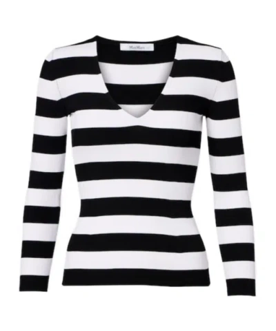 Max Mara Classic Striped Knitted Sweater In Black