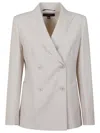 Max Mara Classic Tailored Double-breasted Jacket With Lapel Collar In White