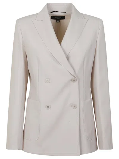 Max Mara Classic Tailored Double-breasted Jacket With Lapel Collar In White