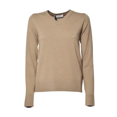 Max Mara Classic V-neck Wool Sweater With Ribbed Details In Multi