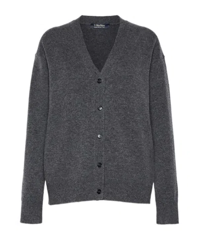 Max Mara Classic Wool And Cashmere Cardigan In Medium Gray