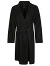 Max Mara Classic Wrap Coat With Belted Waist In Black