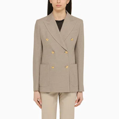 MAX MARA CLAY-COLOURED DOUBLE-BREASTED JACKET IN COTTON