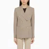 Max Mara Clay-coloured Double-breasted Jacket In Cotton In White