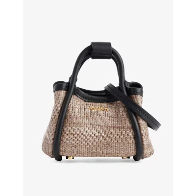 Max Mara Clay Marine Mini Raffia-textured Top-handle Bag