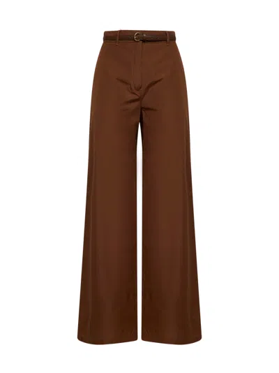 Max Mara Clay Poplin Mstfarea Belted Trousers In Brown