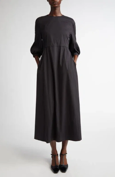 Max Mara Clea Puff Sleeve Midi Dress In Black