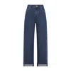 Max Mara Wide-leg High-waisted Jeans With Rolled Cuffs And Five-pocket Styling In Blue