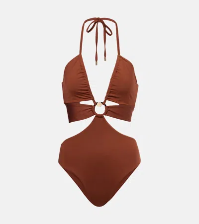 Max Mara Cleopatra Cutout Swimsuit In Brown