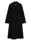 Max Mara Long Virgin Wool Coat With Pointed Collar In Blue