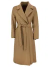 Max Mara Knee-length Brown Cashmere Coat In Camel