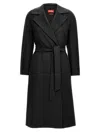 Max Mara Cles Virgin Wool Blend Belted Coat In Black