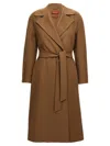 Max Mara Dravenna Lapel Belted Coat In Brown