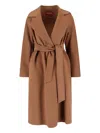 Max Mara Canneti Double Breasted Wool-cachemere Double Drap Long Coat Coats Brown In Multi