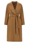 Max Mara Dravenna Belted Wool Coat In Brown