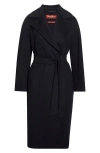 Max Mara Cles Virgin Wool Blend Belted Coat In Black