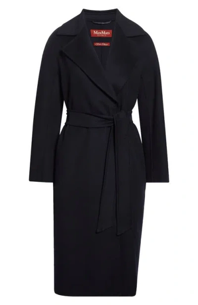Max Mara Cles Virgin Wool Blend Belted Coat In Black