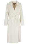 Max Mara Lapel Long-sleeved Coat In White