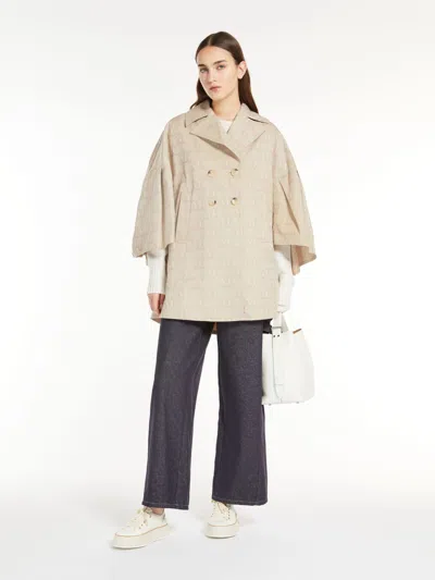 Max Mara Cloak In Jacquard Gabardine In Neutral