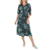 Max Mara Cloe Belted Poplin Long-sleeve Midi Dress In Green
