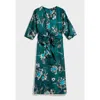 Max Mara Cloe Belted Poplin Long-sleeve Midi Dress In Green