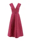 Max Mara A-line Midi Dress With Deep V-neckline In Pink