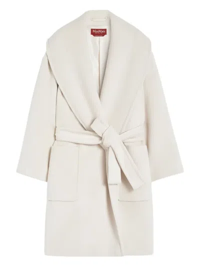 Max Mara Cloruro Belted Coat In White