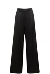 Max Mara Fiesta Silk Satin Slit Wide Pants In Black