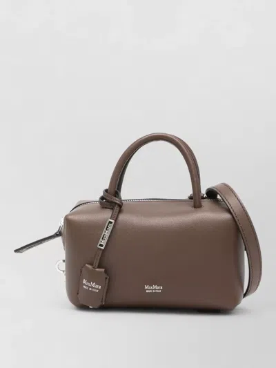 Max Mara Clutch Bag Detachable Strap Metal Hardware Handle In Brown