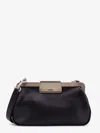 Max Mara Leather Clutch With Metal Logoed Detail In Black