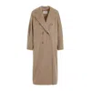 Max Mara Double-breasted Beige Wool-cashmere Coat With Tailored Silhouette In Brown