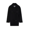 Max Mara Double-breasted Wool Cashmere Coat With Notched Collar In Black
