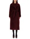 Max Mara Long Coat With Belt And Pockets In Red
